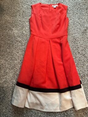 Liz Claiborne Orange Dress with Ivory and Black Detail